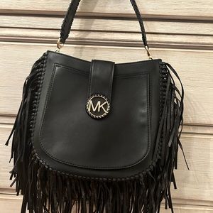 Micheal Kors Bag  worn either shoulder bag/cross body - Black leather w/ fringe